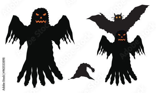 Halloween ghost flat silhouette Vector Illustration