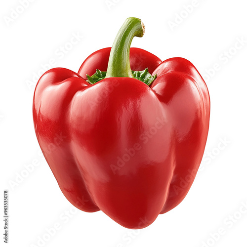 Isolated red bell pepper on a white background with a clipping path. Full depth of field, high-resolution professional photography of the isolated object on a transparent background