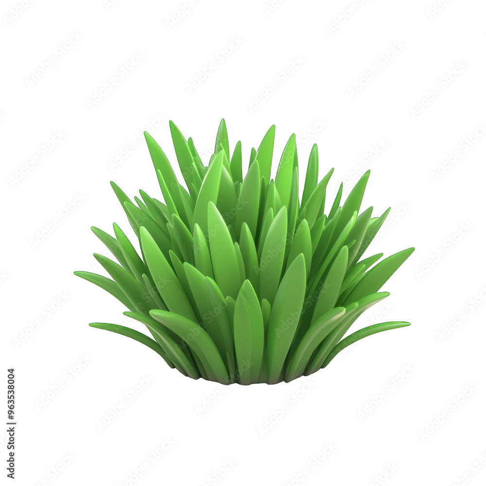 Obraz premium A vibrant, lush grass cluster with rich green blades, perfect for nature-themed designs or landscaping projects. 3d render