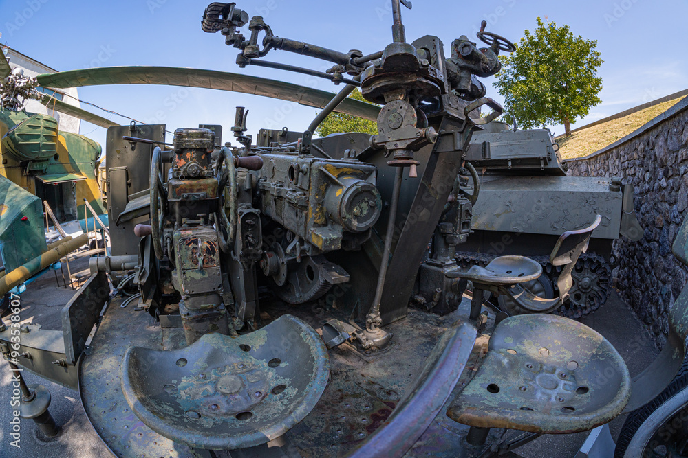 Supplies of weapons for Ukraine. Ukrainian artillery, detail of weapons Russian-Ukrainian war. Part of the weapon in close up. Military khaki coloring. Metal gun metal. New guns artillery Supplies of weapons for Ukraine. Ukrainian artillery, detail of weapons Russian-Ukrainian war. Part of the weapon in close up. Military khaki coloring. Metal gun metal. New guns artillery
