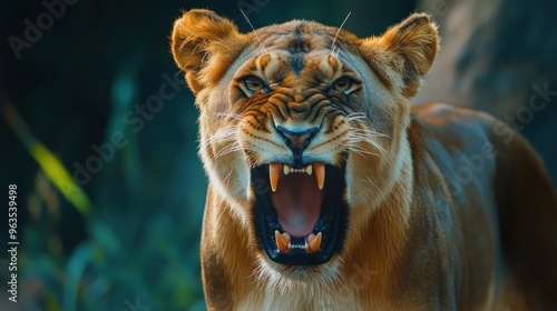 Close-up of a Roaring Lioness photo