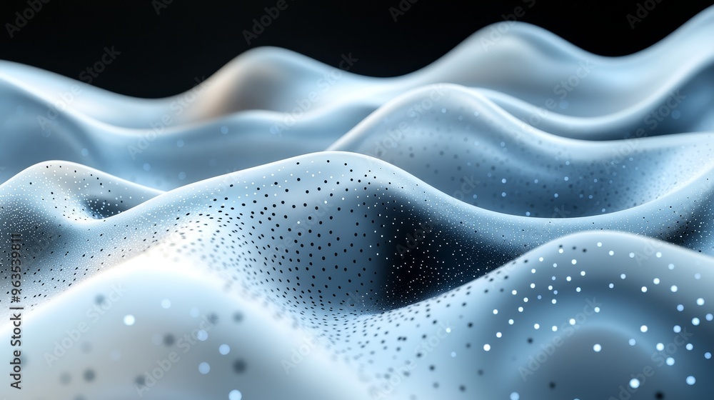The image is a computer generated image of a wave with a lot of dots on it The image is a computer generated image of a wave with a lot of dots on it