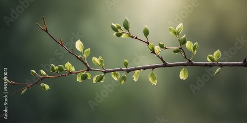 Twig frame with green buds in raster format. photo