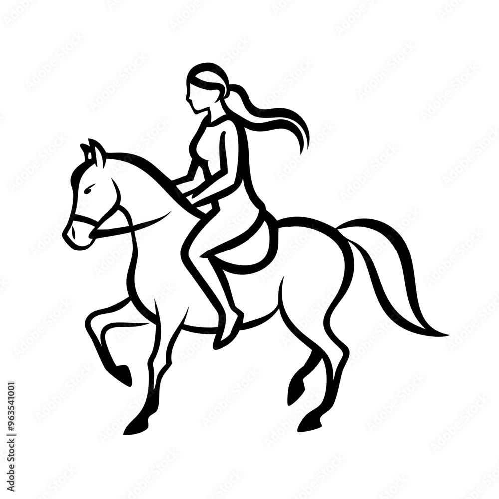 woman horseback riding: elegant silhouette in motion woman horseback riding: elegant silhouette in motion