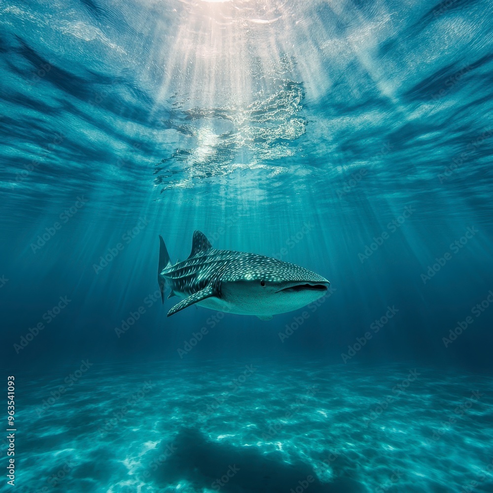 27. Unique underwater view with a whale shark swimming gracefully ...