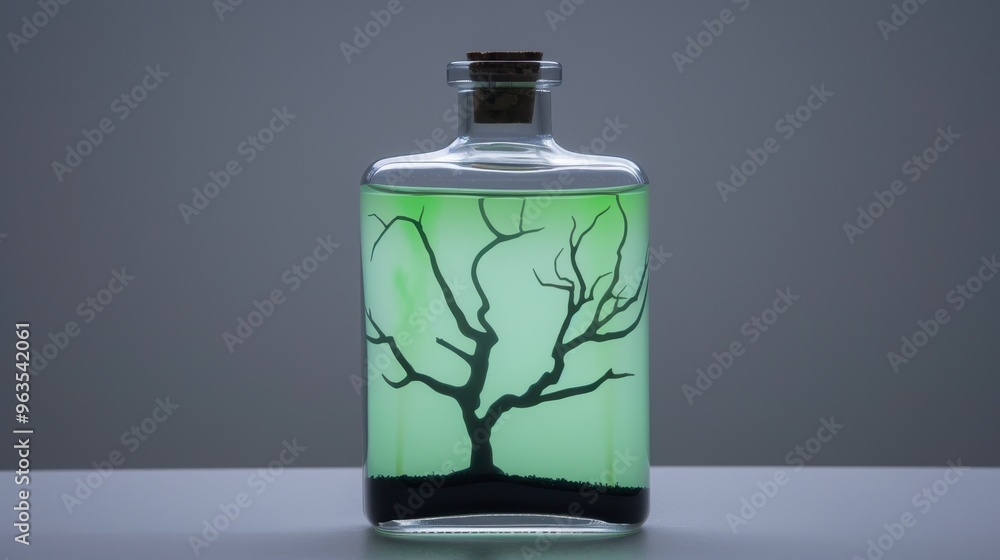 19. Unique Halloween-themed bottle with a spooky tree silhouette, glowing green mist inside, beautiful and perfect for display 19. Unique Halloween-themed bottle with a spooky tree silhouette, glowing green mist inside, beautiful and perfect for display