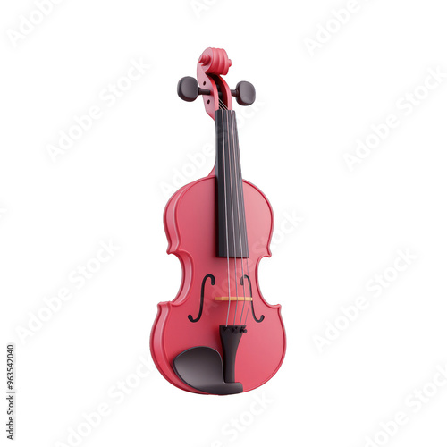 A vibrant red violin showcasing its elegant design and craftsmanship, perfect for music and art-themed projects. 3d render