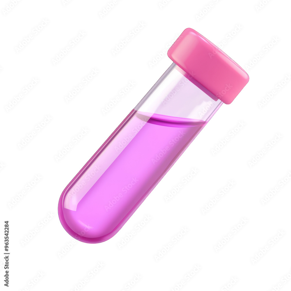 A vibrant test tube filled with pink liquid, ideal for laboratory or scientific concepts. 3d render A vibrant test tube filled with pink liquid, ideal for laboratory or scientific concepts. 3d render