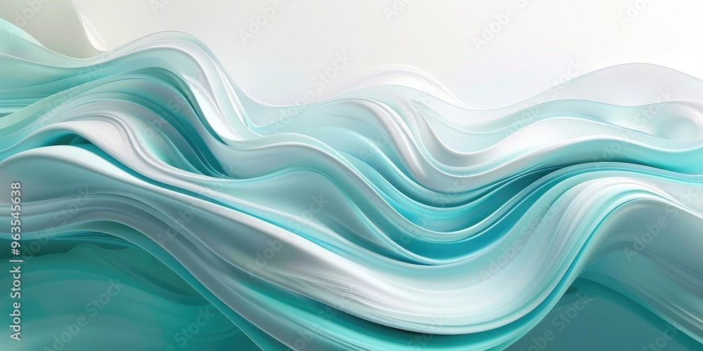 Abstract wave background in teal and white colors. Modern digital art style for contemporary design. AI generated illustration. Abstract wave background in teal and white colors. Modern digital art style for contemporary design. AI generated illustration.