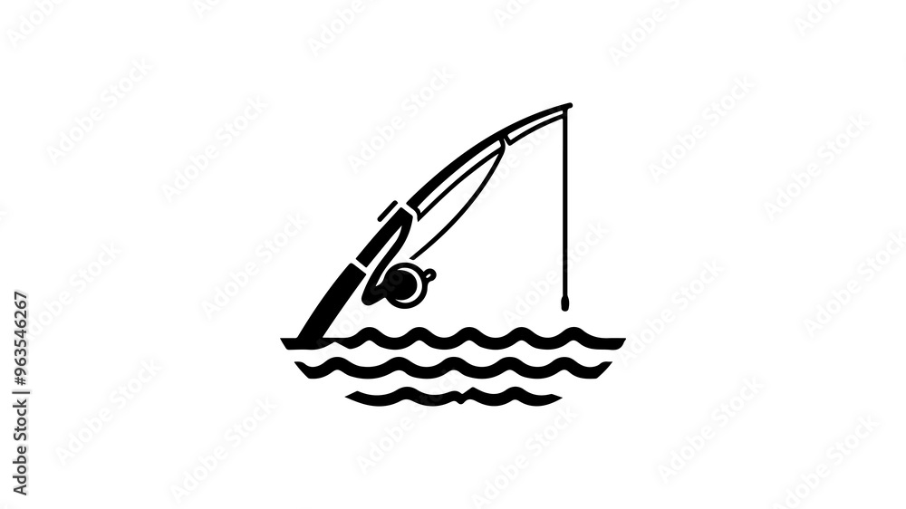 Minimalist fishing rod icon. Clean and simple design. Minimalist fishing rod icon. Clean and simple design.