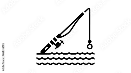 Minimalist fishing rod icon. Clean and simple design.
