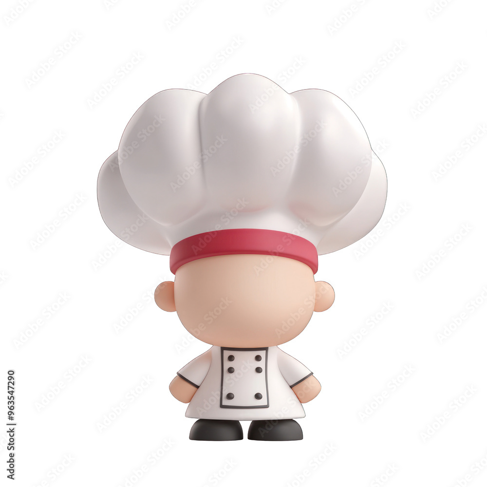 Cute cartoon chef character wearing a white uniform and a large chef hat, perfect for culinary projects and food-related themes. 3d render Cute cartoon chef character wearing a white uniform and a large chef hat, perfect for culinary projects and food-related themes. 3d render