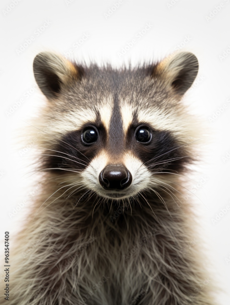 A raccoon with a black and white striped face is looking at the camera. The raccoon has a cute and curious expression on its face A raccoon with a black and white striped face is looking at the camera. The raccoon has a cute and curious expression on its face