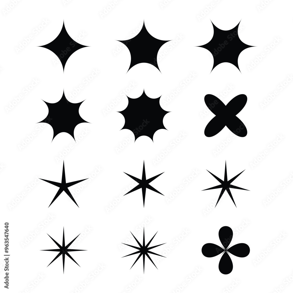 Star Sparkles Icon Set Vector Design. Star Sparkles Icon Set Vector Design.