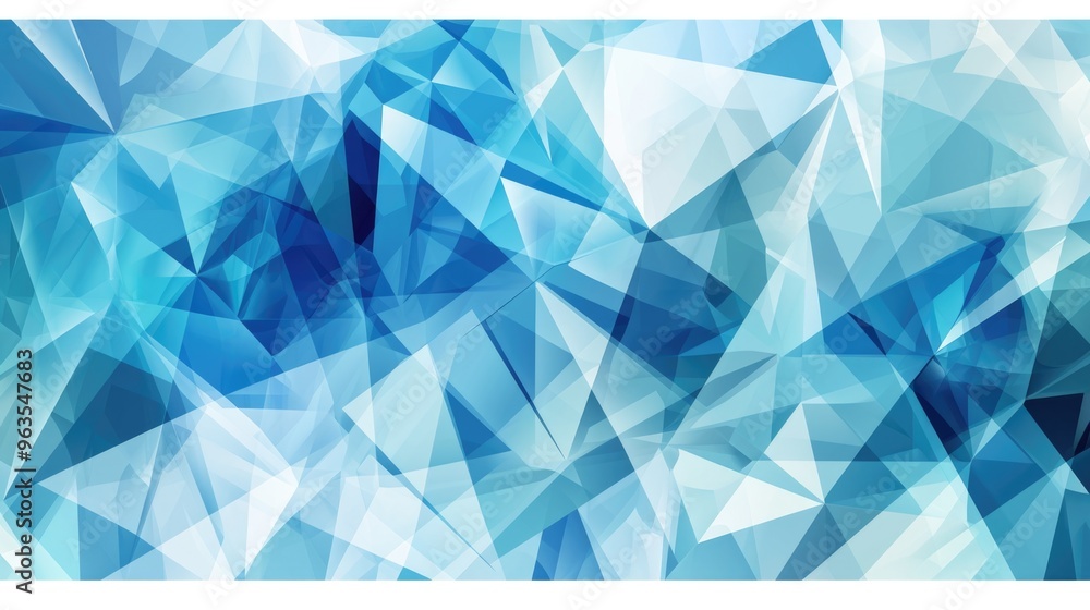 Naklejka premium A blue and white abstract design with many triangles. The design is made up of many small triangles, and the blue and white colors create a sense of calm and serenity. The design is open and fluid