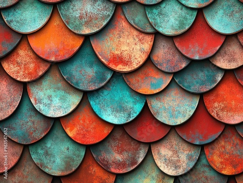 Wallpaper Mural A colorful, multi-colored, and textured surface with a pattern of overlapping circles. The surface is made of metal and has a rustic, vintage look Torontodigital.ca