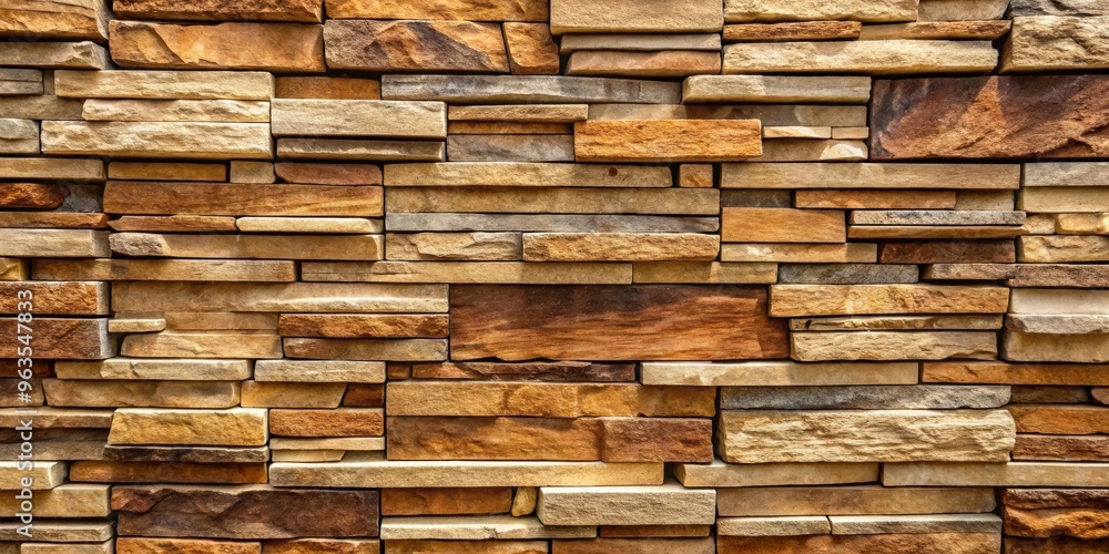 Stone cladding wall with stacked slabs of natural brown rocks for exterior decoration Stone cladding wall with stacked slabs of natural brown rocks for exterior decoration
