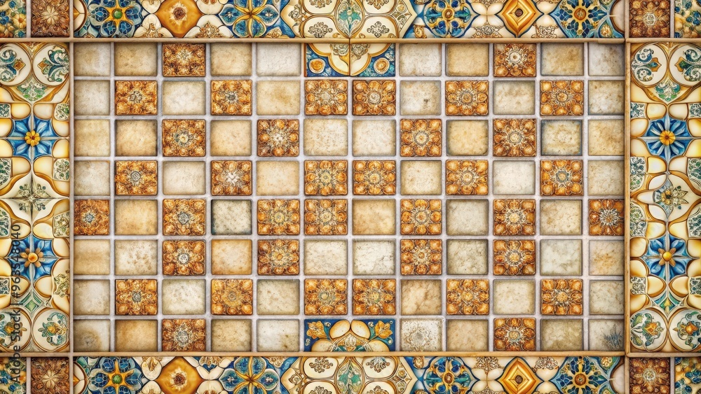 Abstract background of tiled pattern in full frame Abstract background of tiled pattern in full frame
