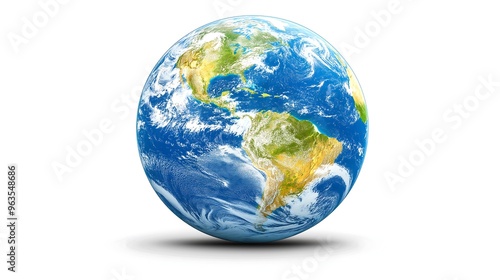 Fototapeta Naklejka Na Ścianę i Meble -  planet Earth, the Eastern Hemisphere, the continents of Europe and Australia are visible, very beautiful, detailed, white background,isolated, on a white background