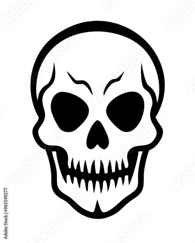 Vector Illustration of a Halloween Skull Icon on Transparent Background