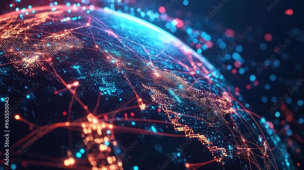 Obraz premium Global network on Earth concept, technology for internet business. Global world network