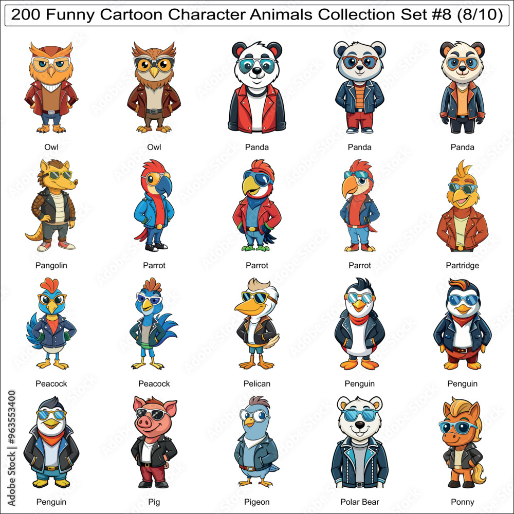 Funny Cartoon Character Animals Collection Set of 200 Isolated Animals Part 8 Funny Cartoon Character Animals Collection Set of 200 Isolated Animals Part 8