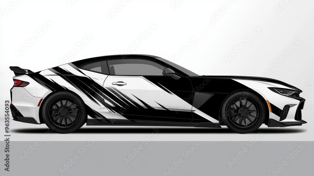 Fototapeta premium Wrap design for cars with black sports stripes.