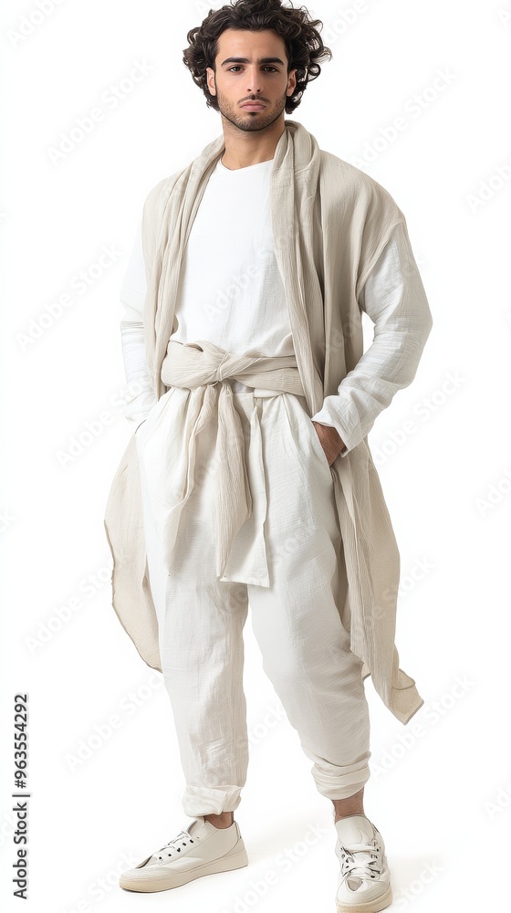 A model elegantly displays traditional Israeli attire blending culture with modern fashion A model elegantly displays traditional Israeli attire blending culture with modern fashion