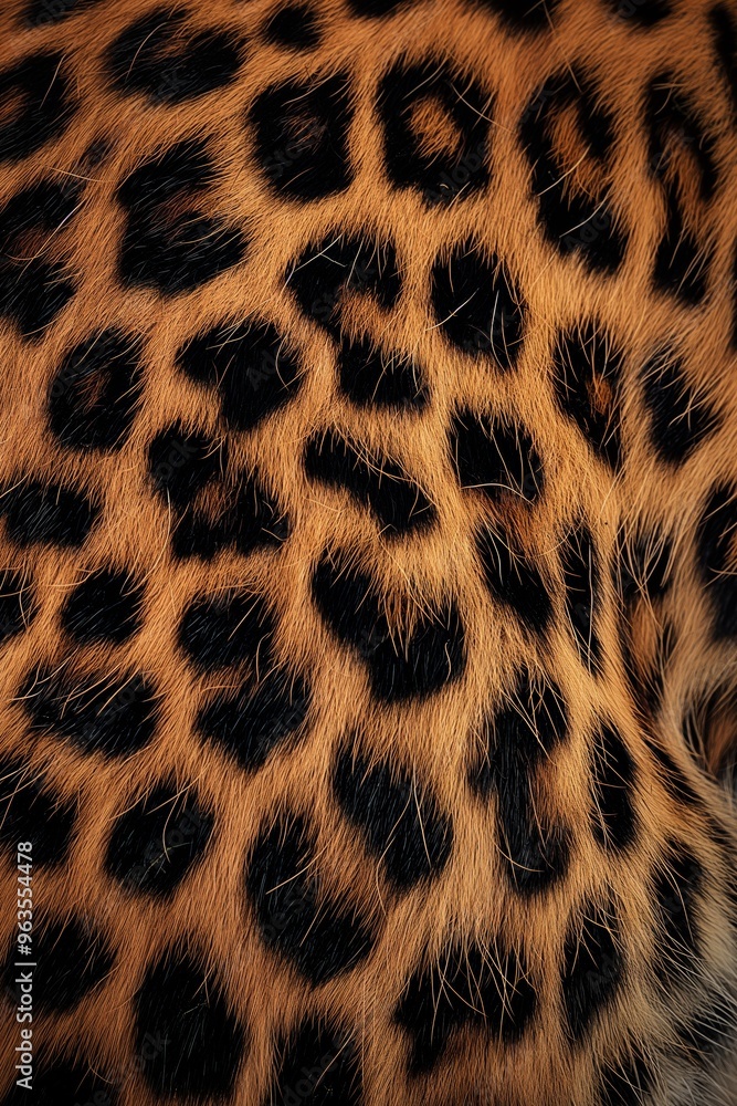 A close up of a leopard's fur with a brown and black pattern. The fur is very detailed and has a lot of texture A close up of a leopard's fur with a brown and black pattern. The fur is very detailed and has a lot of texture
