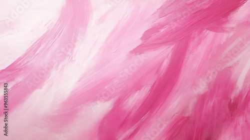 Abstract Pink and White Acrylic Painting on Canvas