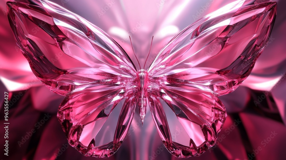 A Crystallized Butterfly with Pink and White Hues A Crystallized Butterfly with Pink and White Hues