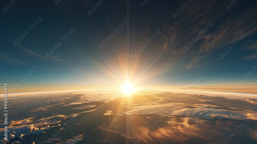 A breathtaking view of a sunrise over Earth, showcasing vibrant colors and serene clouds, perfect for landscape and nature projects. A breathtaking view of a sunrise over Earth, showcasing vibrant colors and serene clouds, perfect for landscape and nature projects.