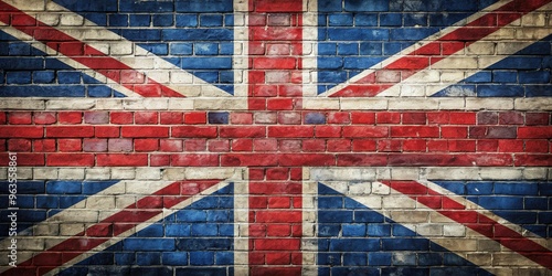 British flag painted on weathered brick wall background