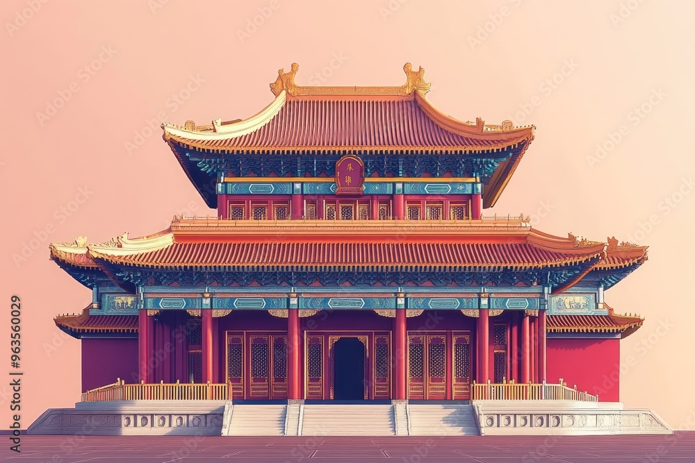 Meridian gate of the forbidden city standing tall on a sunny day Meridian gate of the forbidden city standing tall on a sunny day