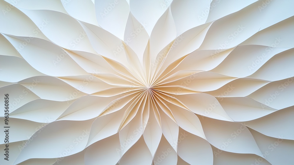 A stunning abstract design featuring layered paper petals radiating from a central point, creating a beautiful floral appearance. A stunning abstract design featuring layered paper petals radiating from a central point, creating a beautiful floral appearance.