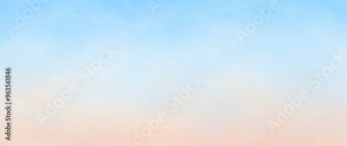 Sunset sky in watercolor style. Abstract vector art background. Blue sky. Heaven. Hand drawn watercolor vector texture for flyers, invitation cards, poster, banner, cover design.
