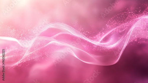 Abstract Pink Wave with Glowing Particles