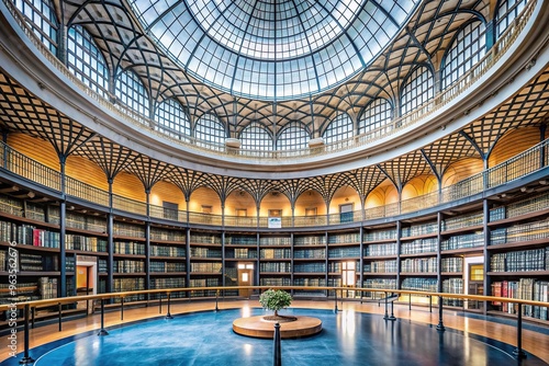 reflection, stock photo, A stock photo depicting the Hall of Memory in the Library of Birmingham and Baskerville House in England showcasing its minimalist architecture photo