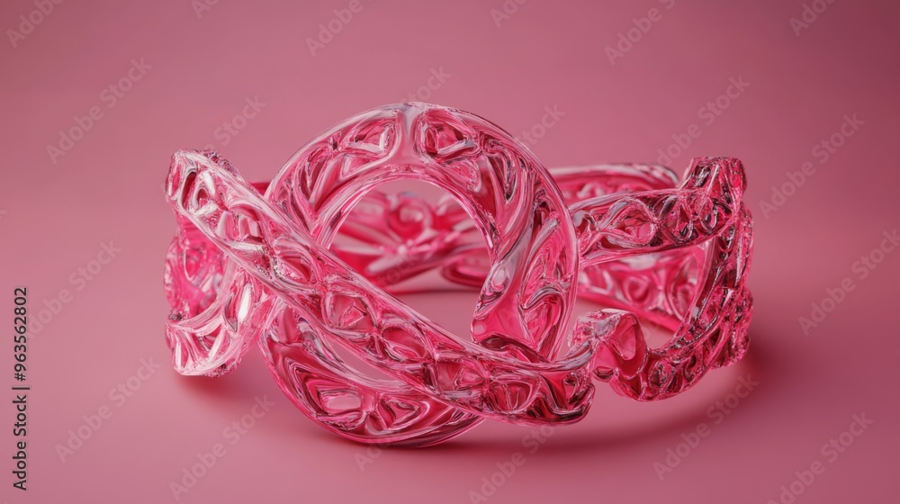 Obraz premium Intricate Pink Glass Sculpture on a Pink Background