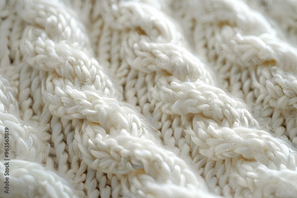 A close up of a white knitted blanket A close up of a white knitted blanket