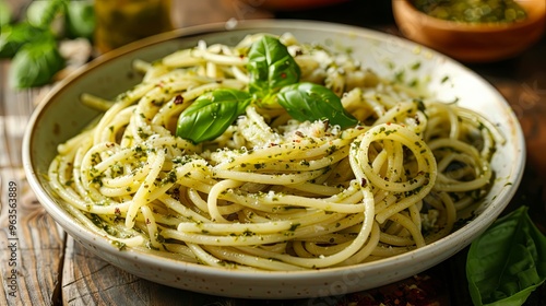 Spaghetti with pesto