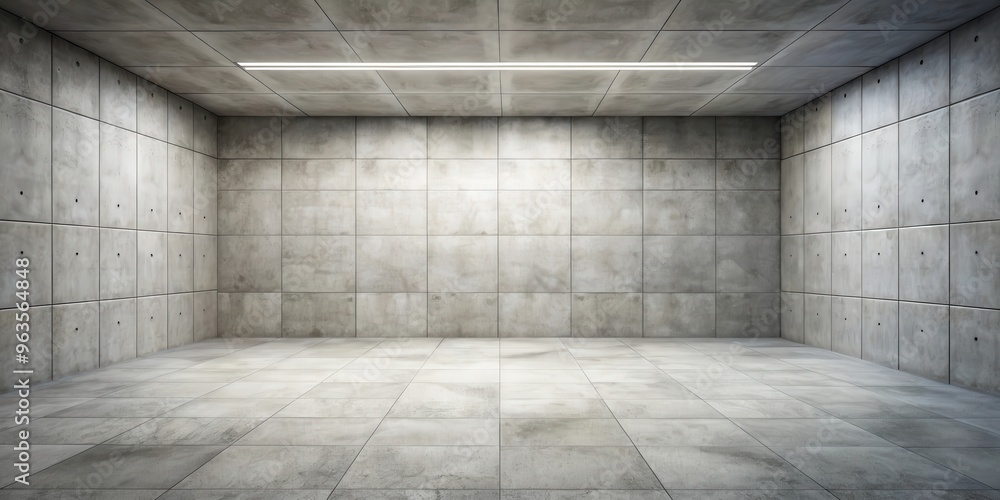Empty concrete room with ceramic tiled floor background Empty concrete room with ceramic tiled floor background