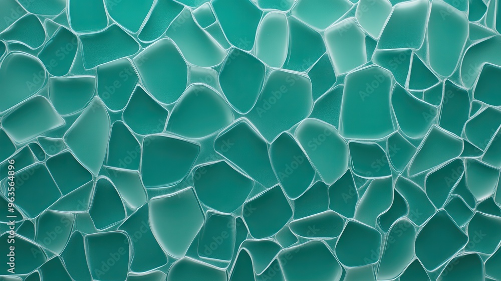 Obraz premium Teal Abstract Glass Texture With Smooth and Uneven Shapes Creating a Serene Visual Background