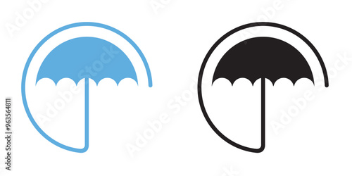 Umbrella. Parasol. Logo. Rain. Bad weather. Illustration