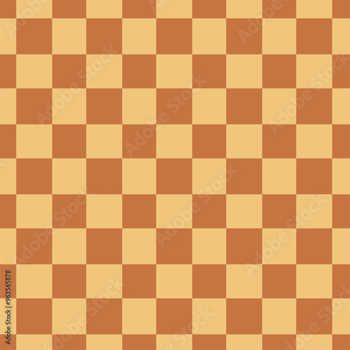 Chequered seamless pattern. Brown and yellow colours background. Vintage backdrop.