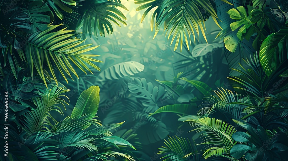 Background tropical green in the jungle Background tropical green in the jungle