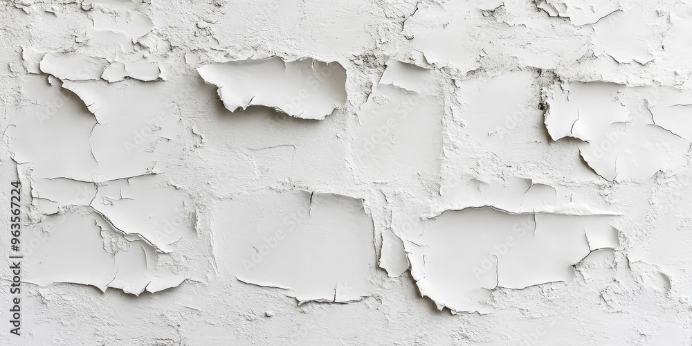 Obraz premium Minimalist White Textured Wall with Peeling Paint. AI generated illustration