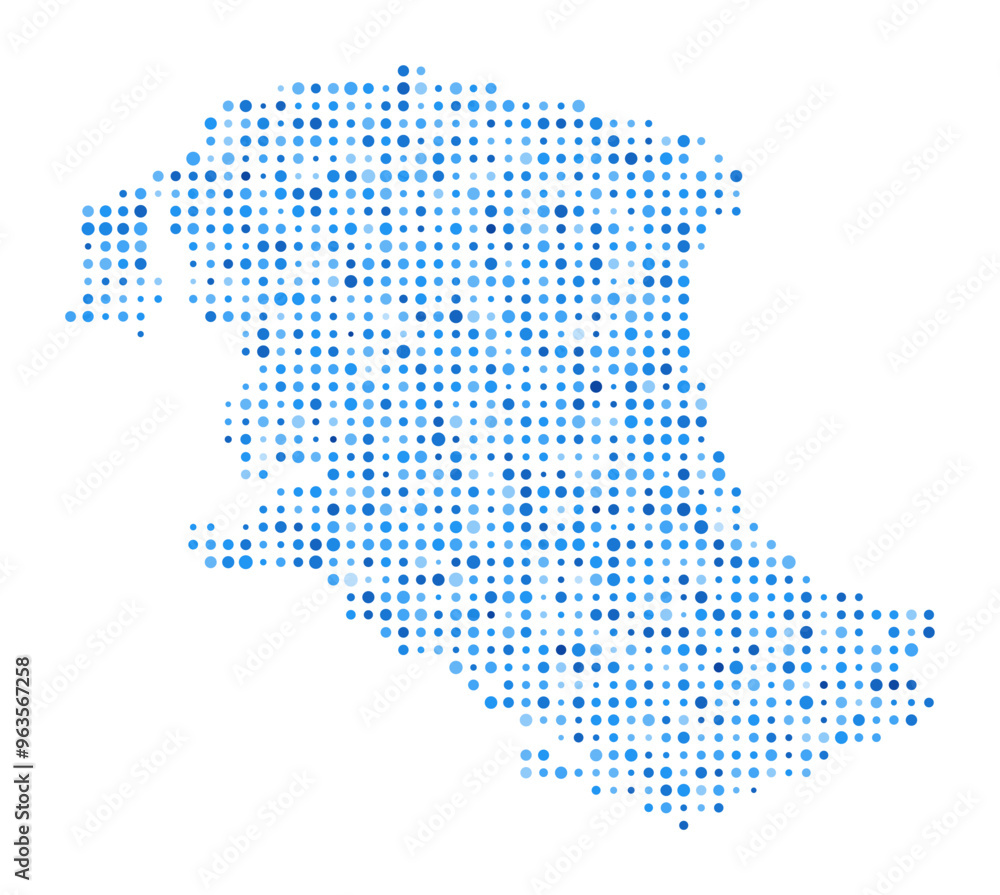 Obraz premium Parrot Cay Dot Map. Island Digital Style Shape. Parrot Cay vector image. Island shape blue circular dots. Modern vector illustration.