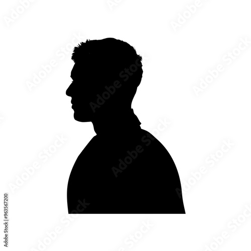silhouette of young handsome man twenty years old, profile, side view, isolated