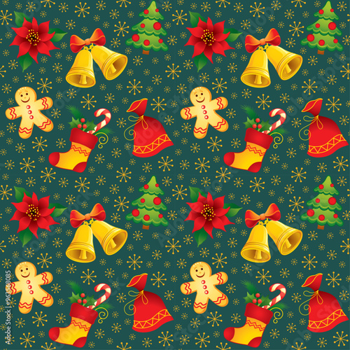 Seamless background with Christmas symbols